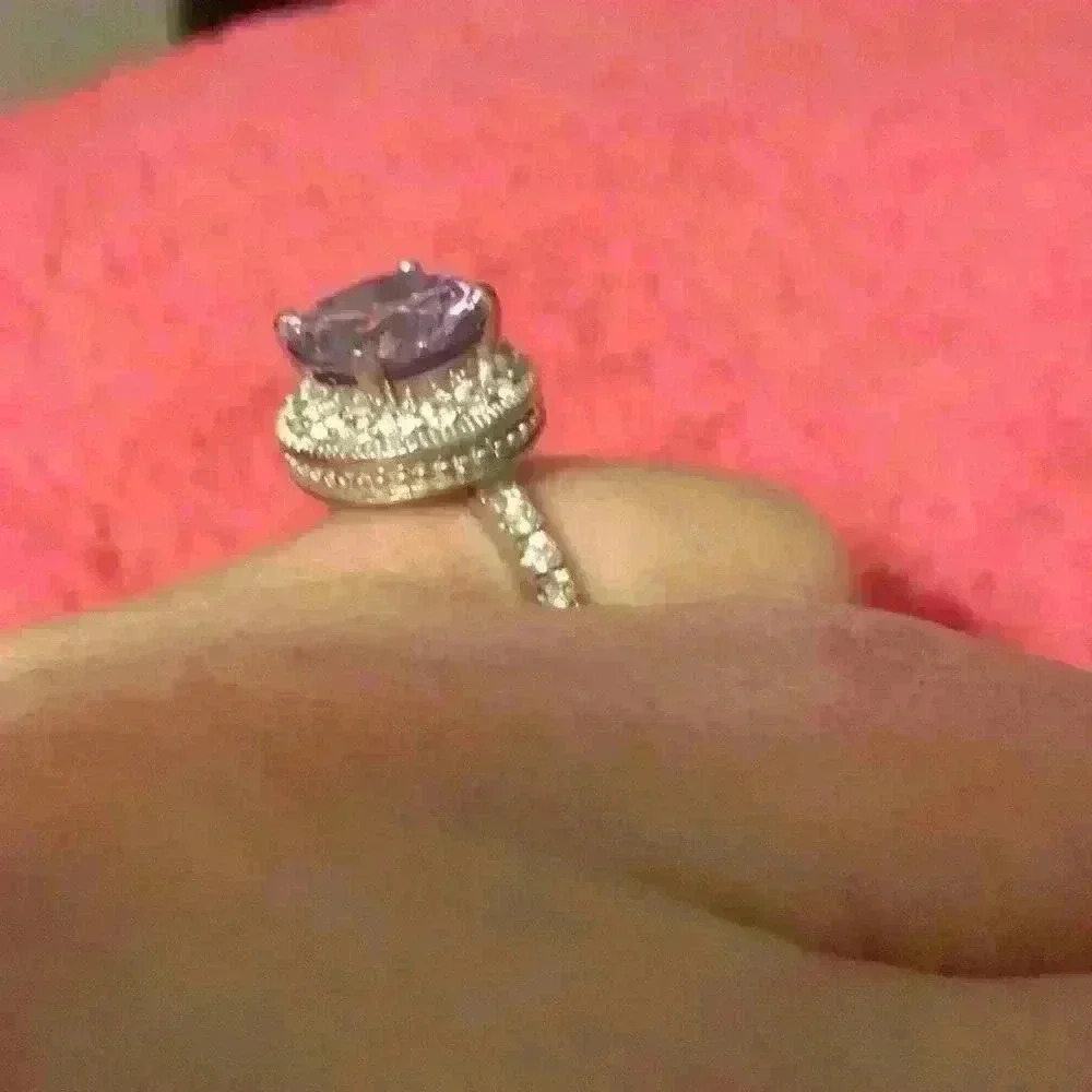 Silver and purple ring